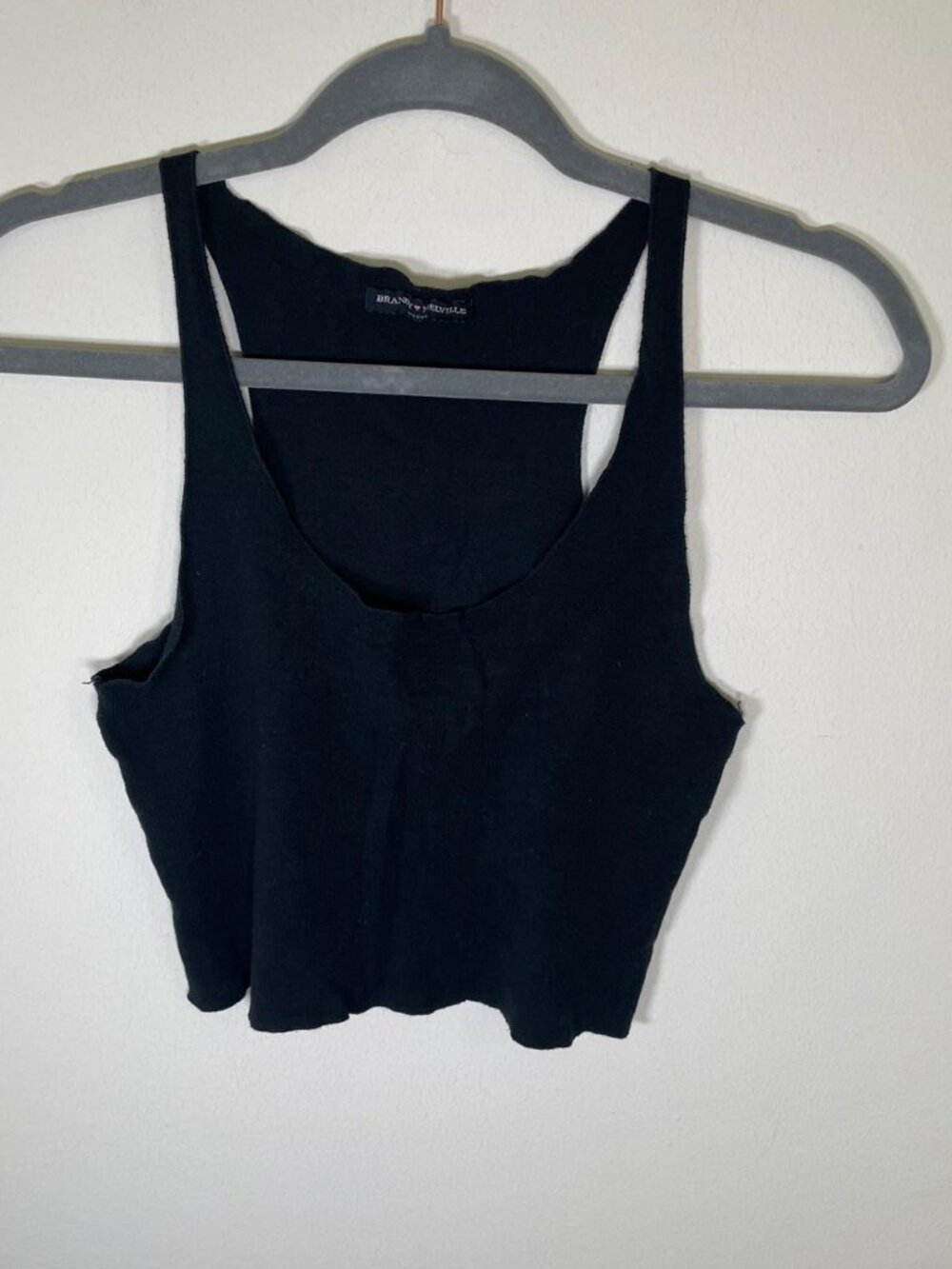 Brandy Melville Black Raw Edge Cropped Tank